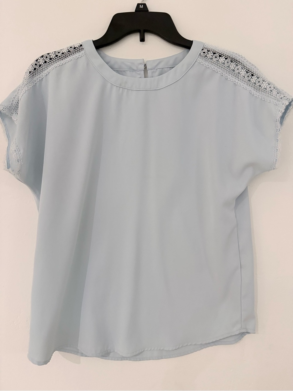 MOTF Powder Blue Lace-Shoulder Blouse